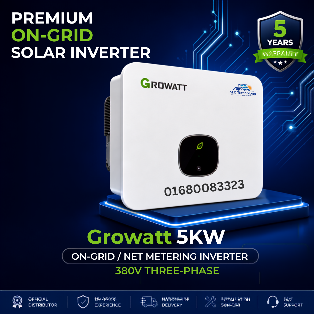 Growatt 5kw on grid net metering 380V inverter Growatt 5kW On-Grid 3-Phase Inverter 380V | MK TECHNOLOGY - Image 1
