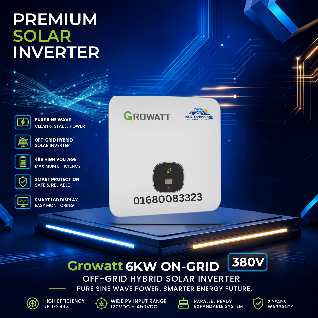 Growatt 6kw on grid net metering 380V inverter Growatt 6kw on-grid/ net metering 380V inverter - Image 1